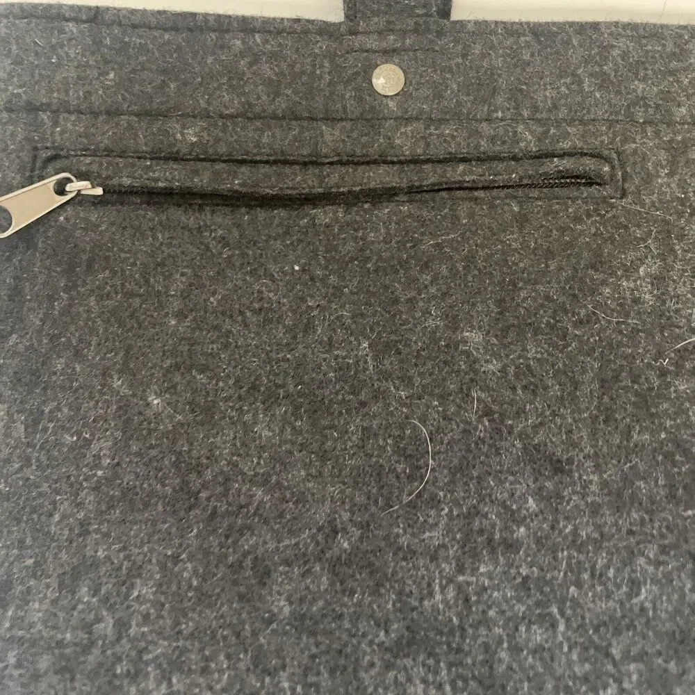VGUC Felted Grey Handbag, Flower‎ Motif, Double strap Handle
